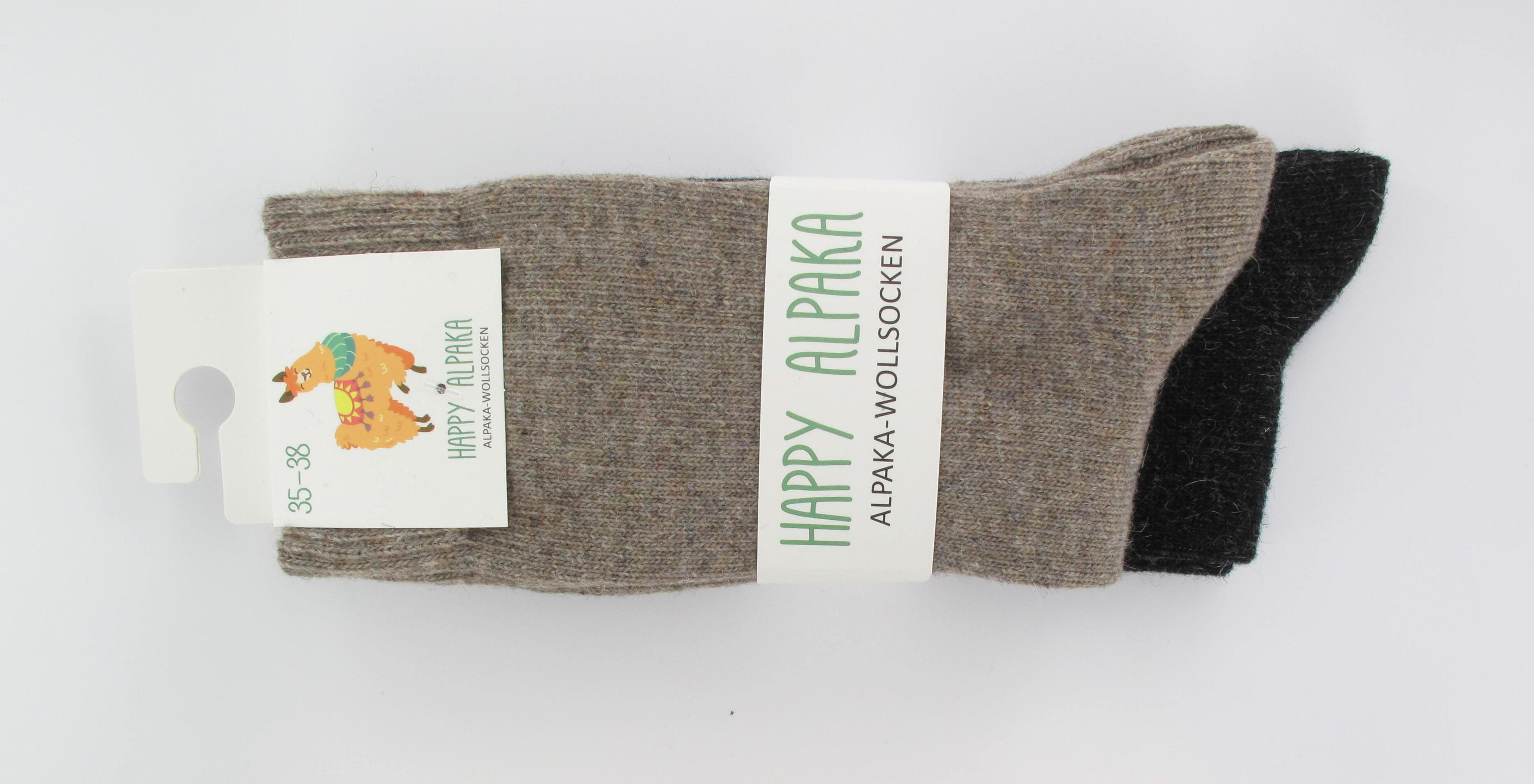 Happy alpaca chaussettes duopack beige/noir 35/38