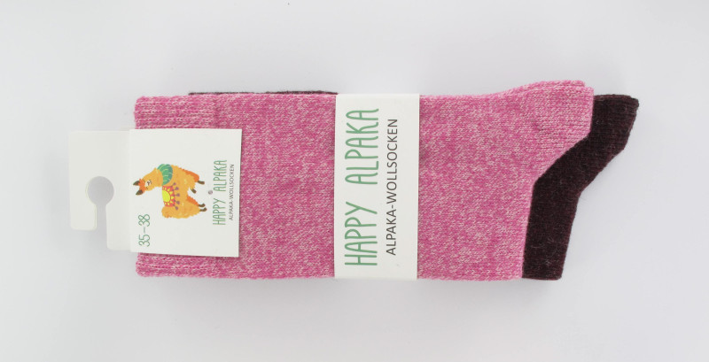 Happy alpaka sokken duopack koraal/orchidee  39/42