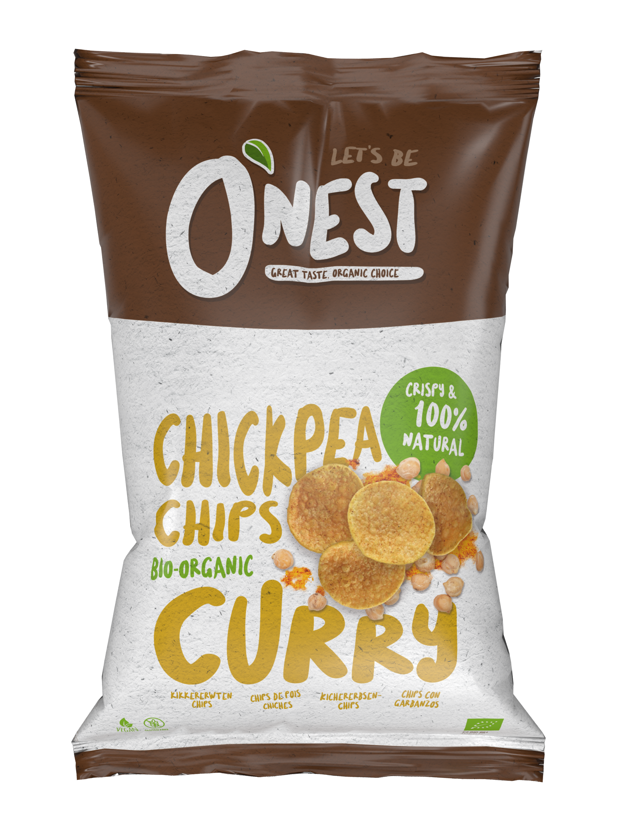 Kikkerwten chips met curry smaak