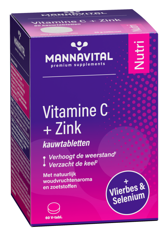 Vitamine C + zink kauwtabletten met selenium & vlierbesextract