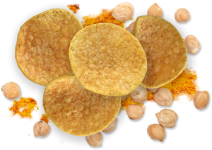 Kikkerwten chips met curry smaak